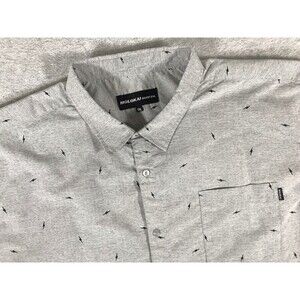 Molokai Surf Co Men 3XL Short Sleeve Button Up Shirt Heather Gray Lightning Bolt